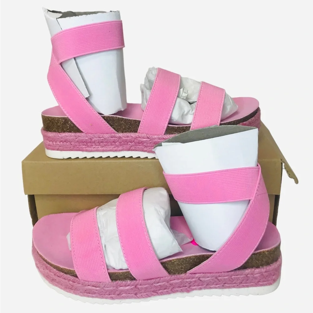 Steve Madden Girls Kimmie Espadrille Wedge Sandal Pink Kids Size 3